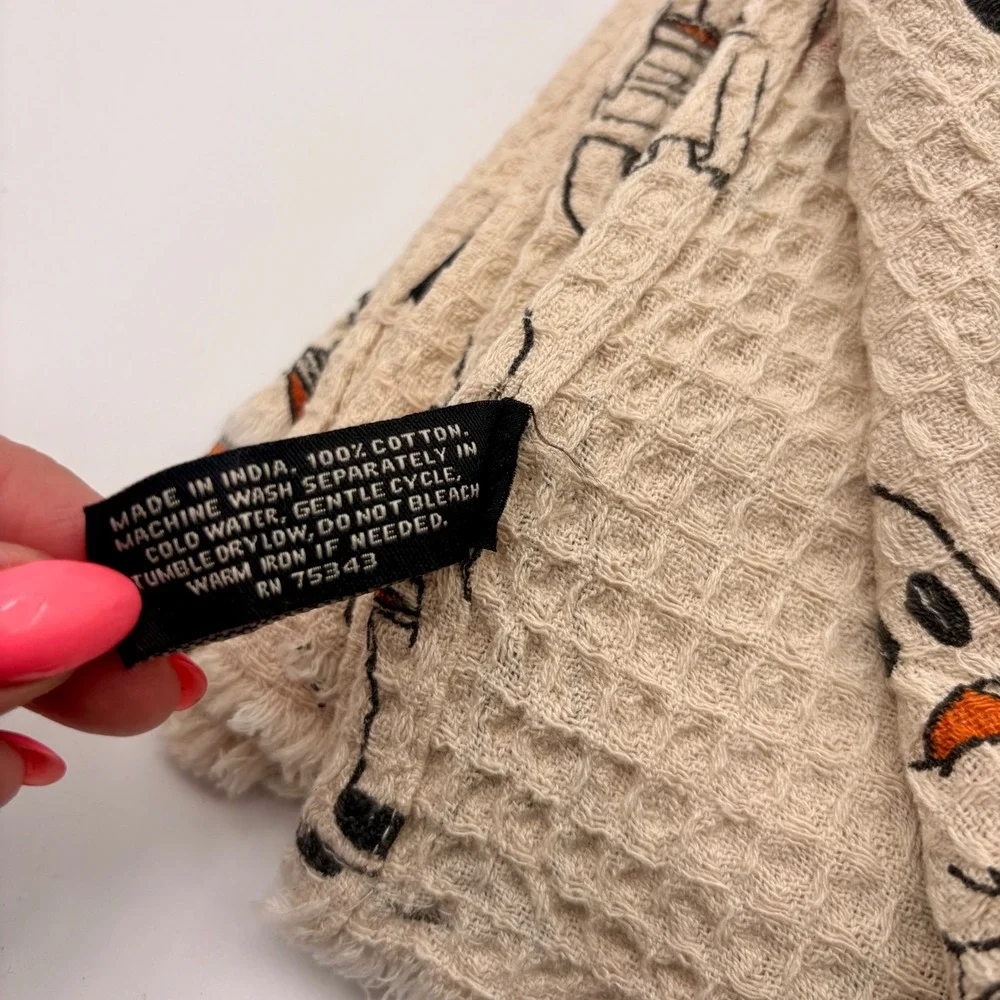Rachel Zoe‎ Reading Ghost Waffle Weave Kitchen Towels Set of 3 Halloween Cream
